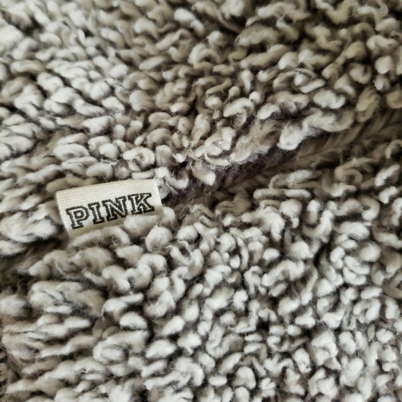 Victoria's Secret PINK Cardigan XS Sweatshirt Jacket Sherpa Teddy Grey Hoodie - Picture 4 of 4